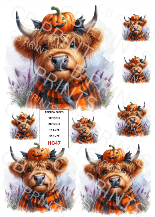 Halloween Highland Cow Decoupage Print HC47 | Mulberry Paper