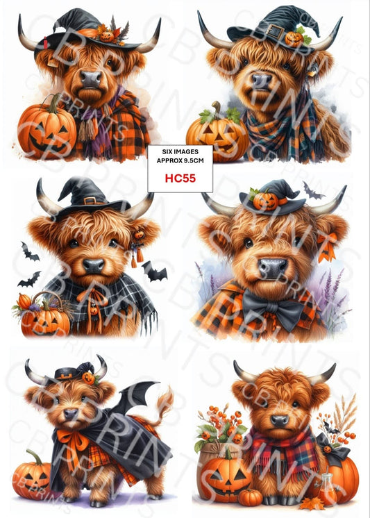 Halloween Highland Cow Decoupage Print HC55 | Mulberry Paper