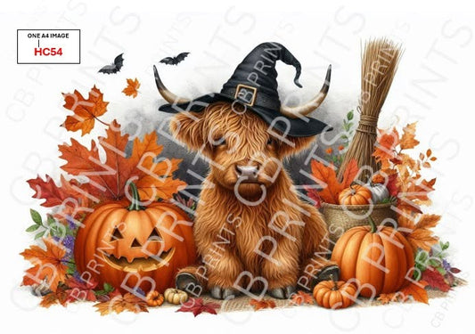 Halloween Highland Cow Decoupage Print HC54 | Mulberry Paper