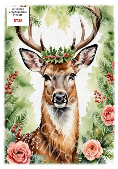 Christmas Stag Decoupage Print ST39 | Mulberry Paper