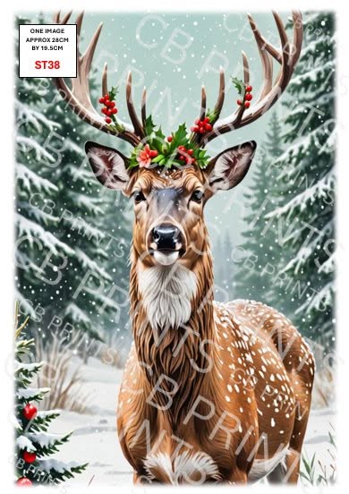 Christmas Stag Decoupage Print ST38 | Mulberry Paper