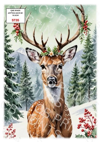 Christmas Stag Decoupage Print ST35 | Mulberry Paper