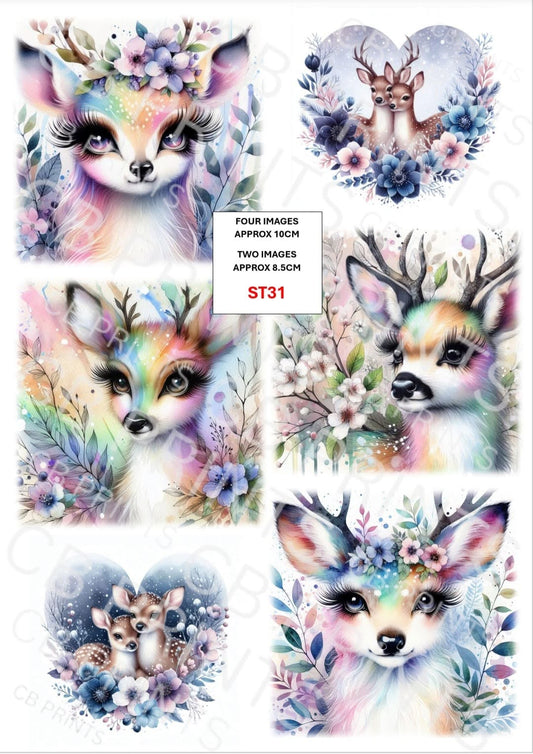 Stag Decoupage Print ST31 | Mulberry Paper