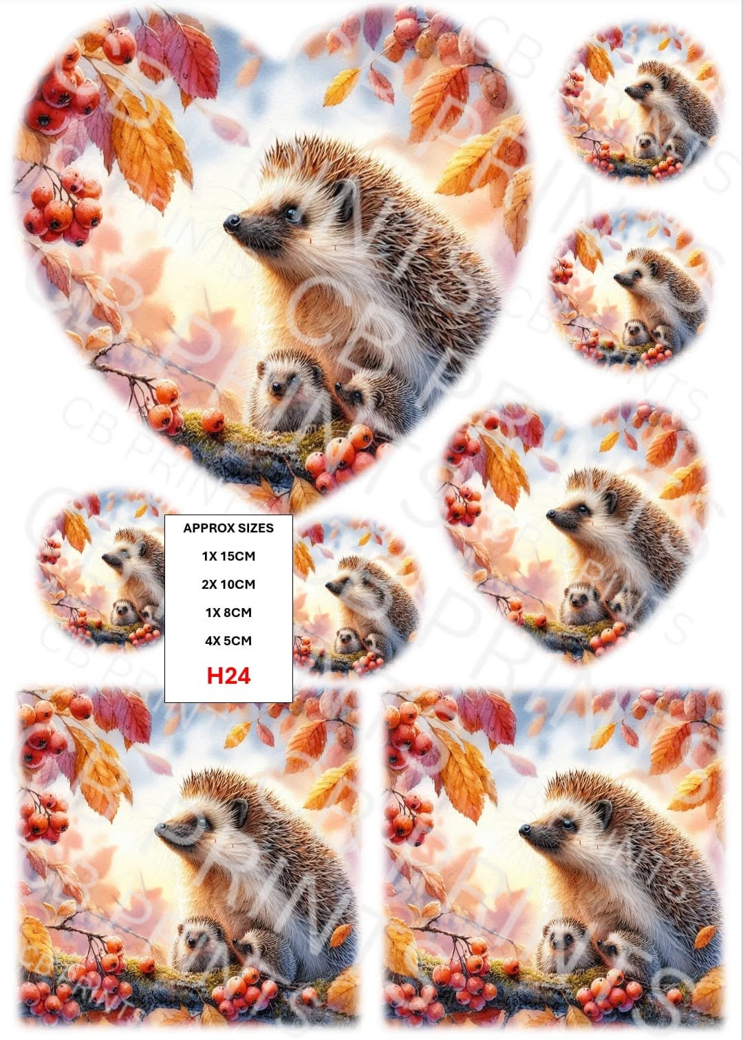 Hedgehog Decoupage Print H24 | Mulberry Paper