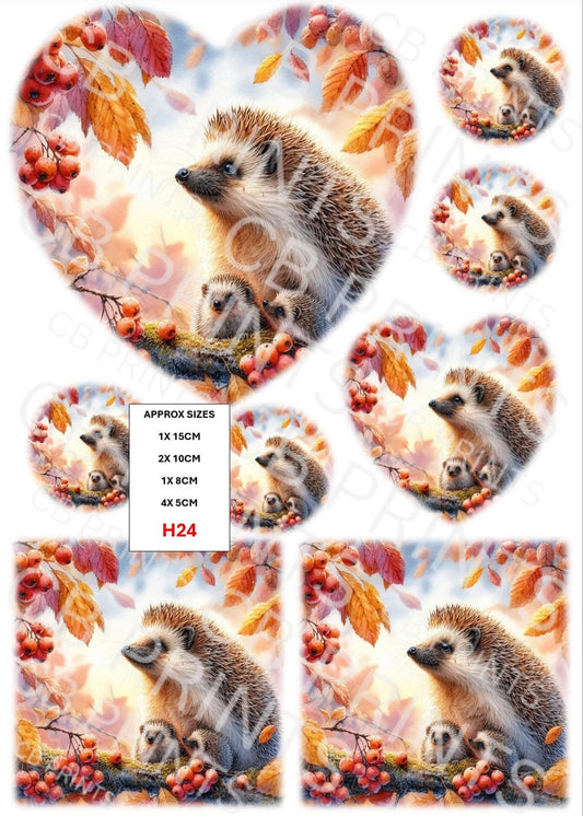 Hedgehog Decoupage Print H24 | Mulberry Paper