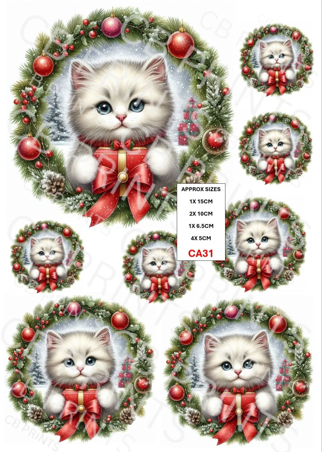 Christmas Cat Decoupage Paper CA31 – Mulberry Paper Print