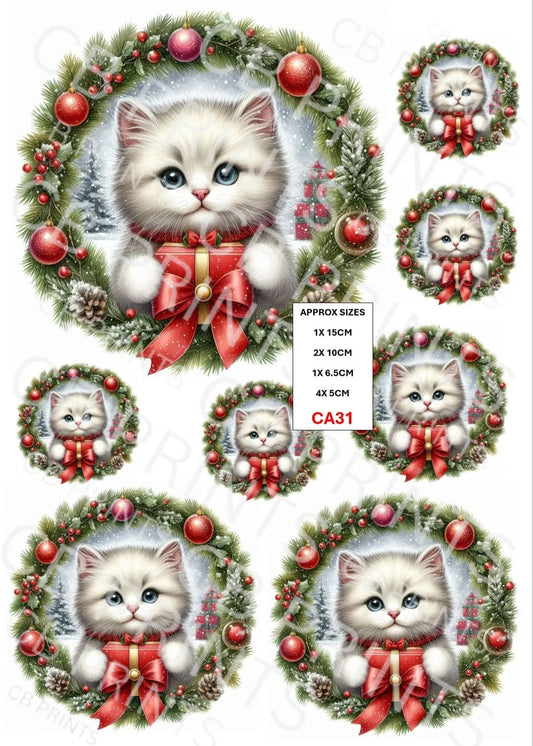 Christmas Cat Decoupage Paper CA31 – Mulberry Paper Print