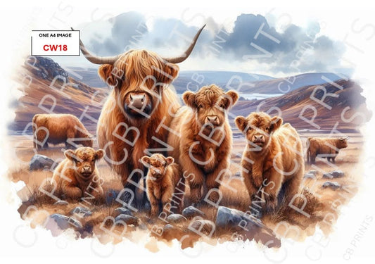 Highland Cow Decoupage Print CW18 | Mulberry Paper