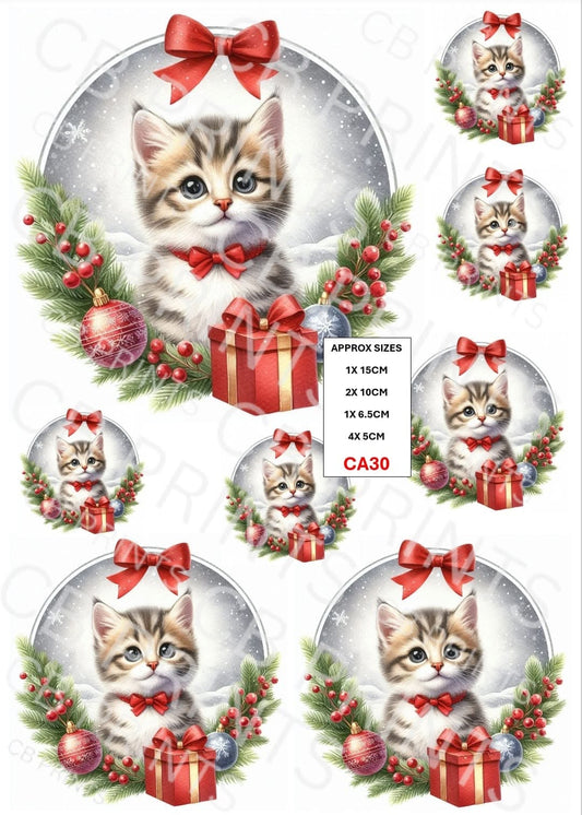 Christmas Cat Decoupage Paper CA30 – Mulberry Paper Print