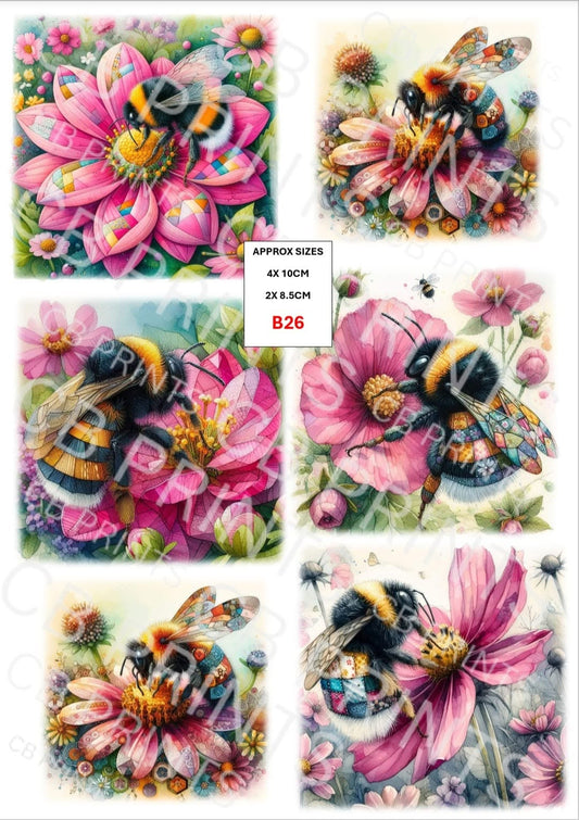Bee Decoupage Print B26 | Mulberry Paper