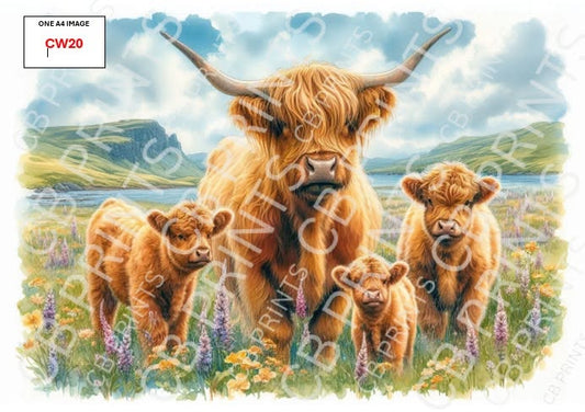 Highland Cow Decoupage Print CW20 | Mulberry Paper