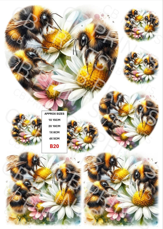 Bee Decoupage Print B20 | Mulberry Paper