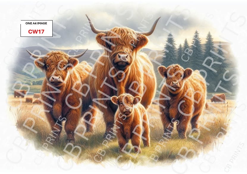 Highland Cow Decoupage Print CW17 | Mulberry Paper