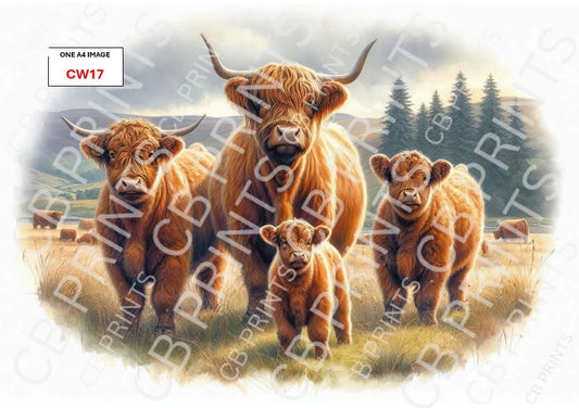 Highland Cow Decoupage Print CW17 | Mulberry Paper
