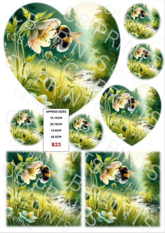 Bee Decoupage Print B23 | Mulberry Paper