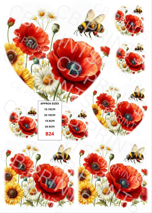 Bee Decoupage Print B24 | Mulberry Paper