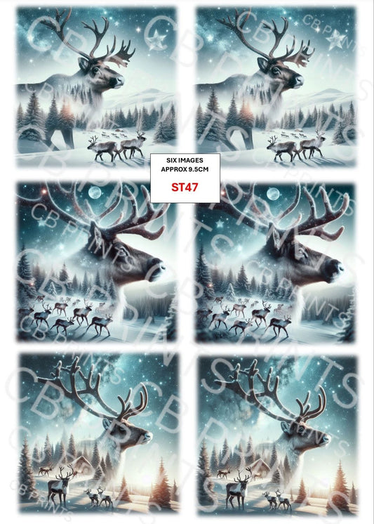 Christmas Stag Decoupage Print ST47 | Mulberry Paper