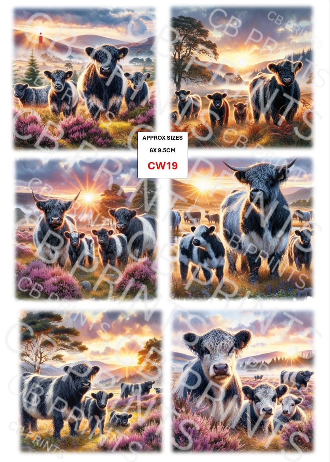 Belted Galloway Cow Decoupage Paper Print CW19 | Mulberry Paper