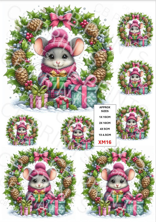 Christmas Mouse Decoupage Paper XM16 – Mulberry Paper Print
