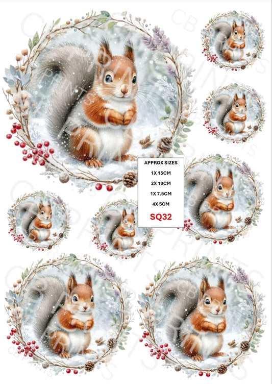 Squirrel Decoupage Print SQ32 | Mulberry Paper