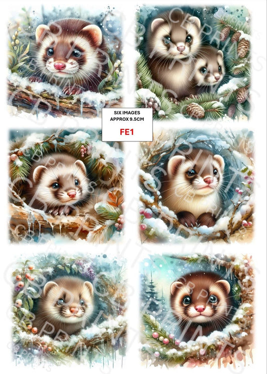 Ferret Decoupage Paper FE1 – Mulberry Paper Print