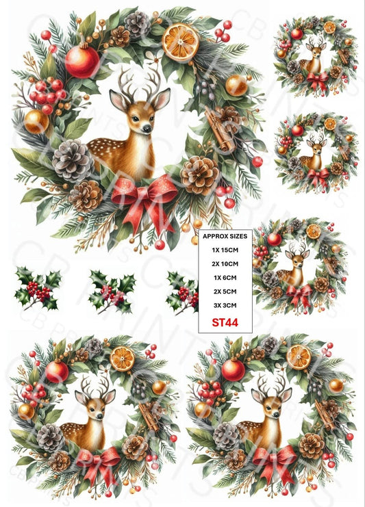 Christmas Stag Decoupage Print ST44 | Mulberry Paper