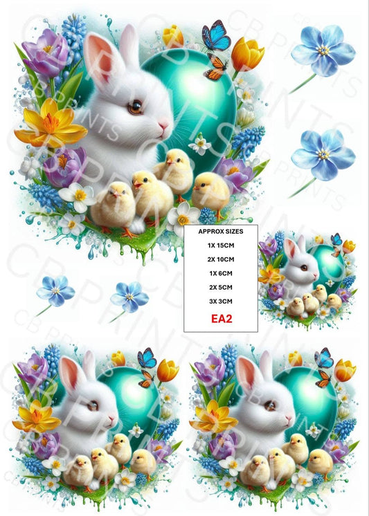 Easter rabbit and chick Decoupage Paper EA2 – Mulberry Paper Print