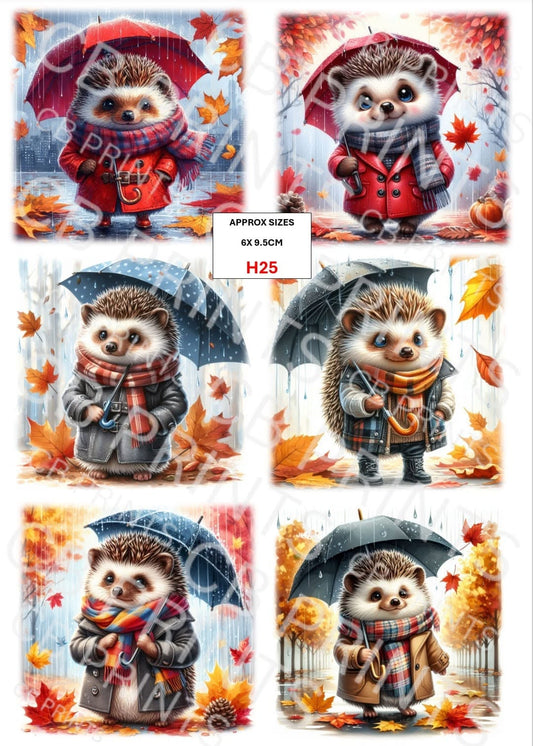 Hedgehog Decoupage Print H25 | Mulberry Paper