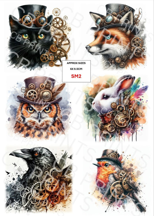 Steampunk Mixed Animal Decoupage Paper SM2 – Mulberry Paper Print