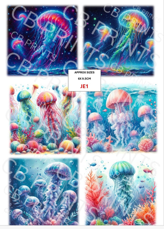 Jellyfish Decoupage Paper Print JE1 – Beach Mulberry Paper