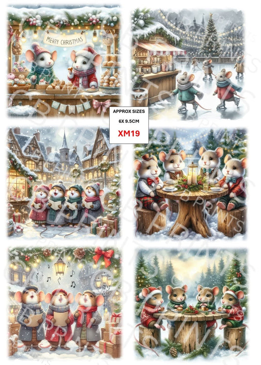 Christmas Mouse Decoupage Paper XM19 – Mulberry Paper Print