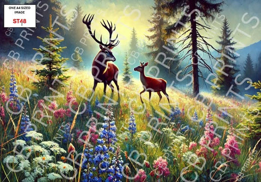 Stag Decoupage Print ST48 | Mulberry Paper