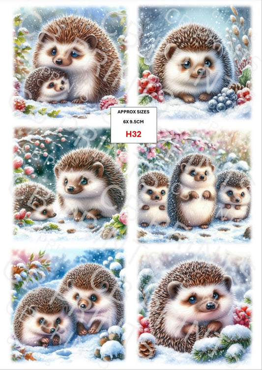 Hedgehog Decoupage Print H32 | Mulberry Paper