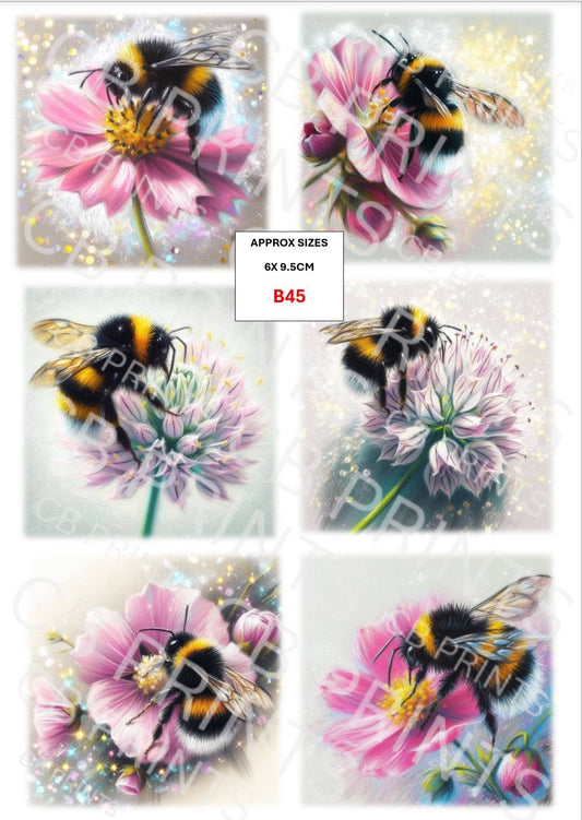 Bee Decoupage Print B45 | Mulberry Paper