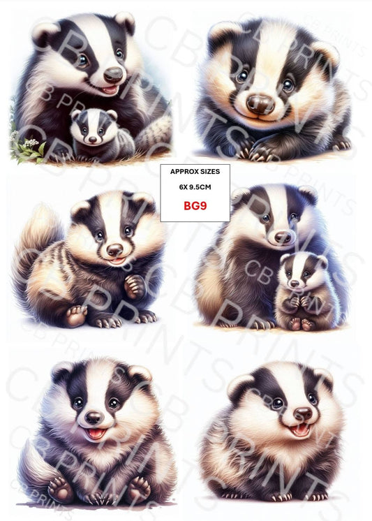 Badger Decoupage Print BG9 | Mulberry Paper