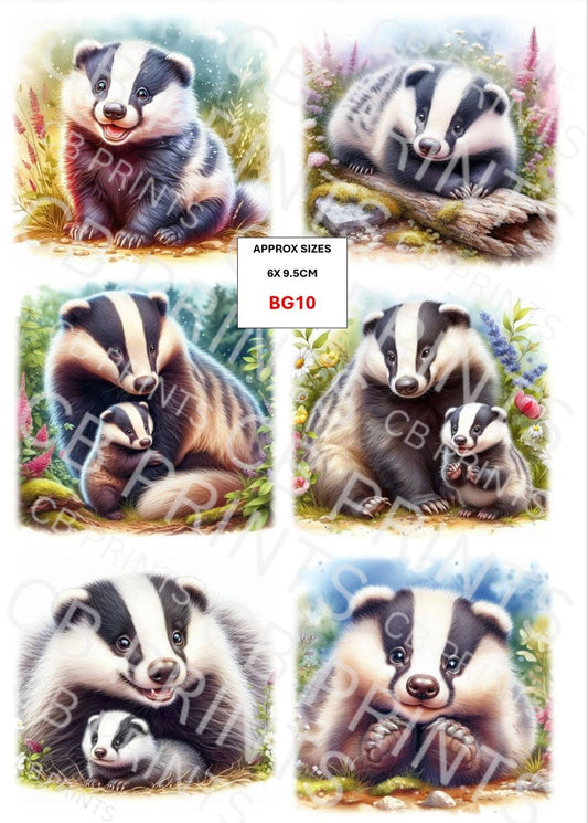 Badger Decoupage Print BG10 | Mulberry Paper