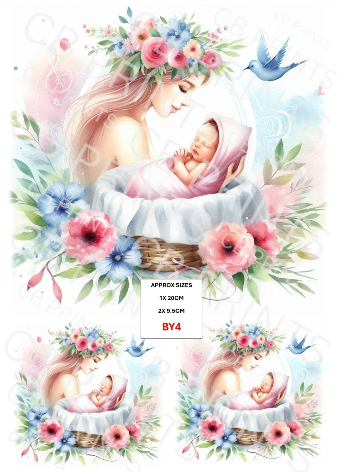 New Baby Decoupage Print BY4 | Mulberry Paper
