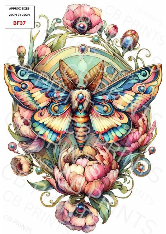 Moth Decoupage Paper Print BF37 – Mulberry Paper