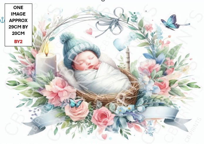 New Baby Decoupage Print BY2 | Mulberry Paper