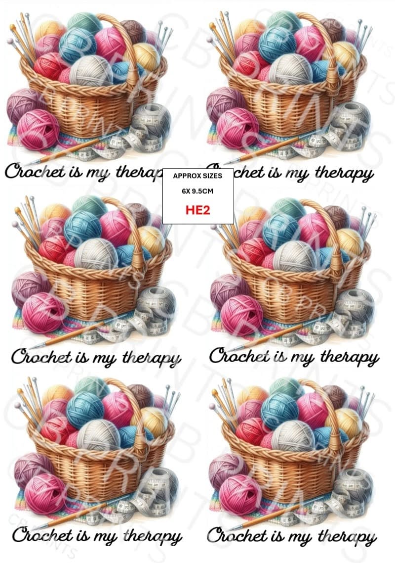 Crochet Decoupage Paper Print HE2 | Mulberry Paper | CB Paper Prints