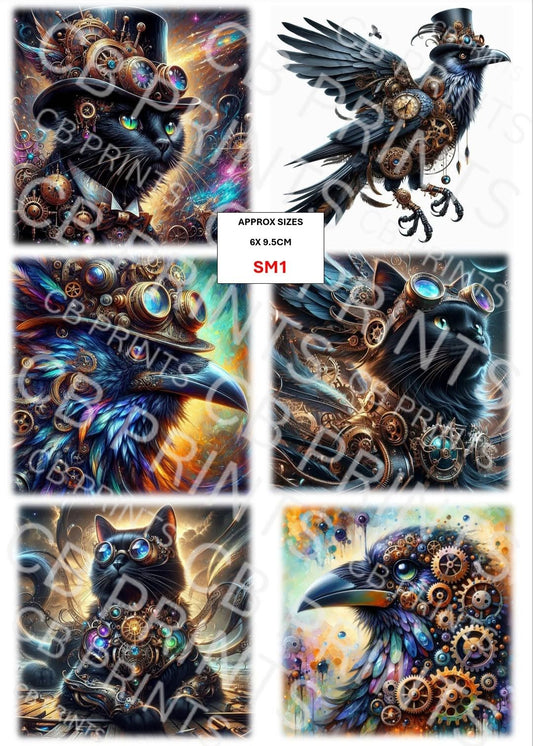 Steampunk Mixed Animal Decoupage Paper SM1 – Mulberry Paper Print