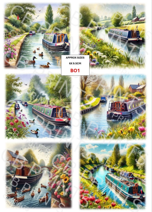 Canal Boat Decoupage Paper Print BO1 | Mulberry Paper