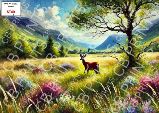 Stag Decoupage Print ST49 | Mulberry Paper