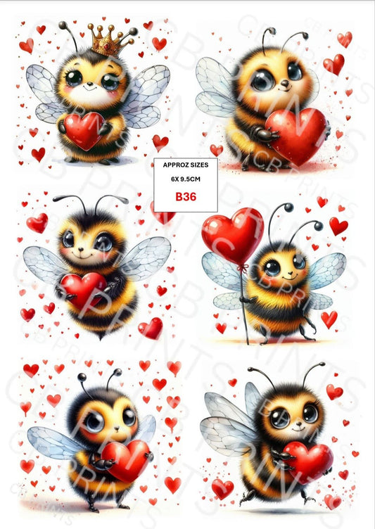 Bee Decoupage Print B36 | Mulberry Paper