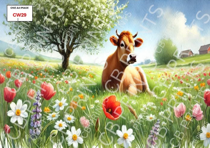 Cow Decoupage Paper Print CW29 | Mulberry Paper