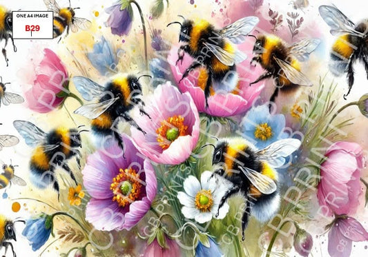 Bee Decoupage Print B29 | Mulberry Paper