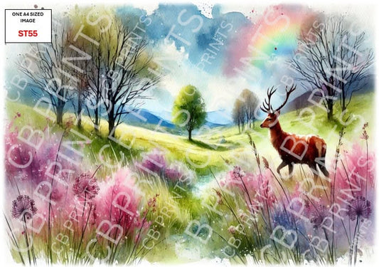 Stag Decoupage Print ST55 | Mulberry Paper
