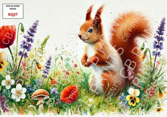 Squirrel Decoupage Print SQ37 | Mulberry Paper