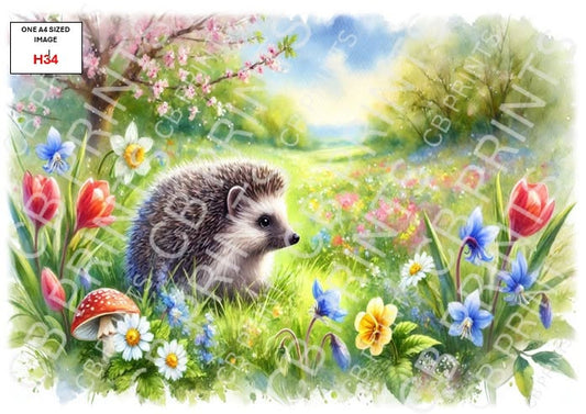 Hedgehog Decoupage Print H34 | Mulberry Paper