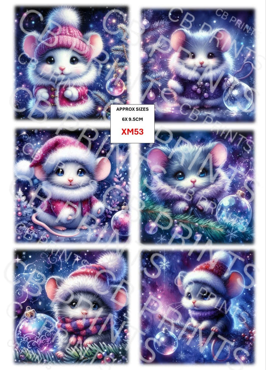 Christmas Mouse Decoupage Paper XM53 – Mulberry Paper Print